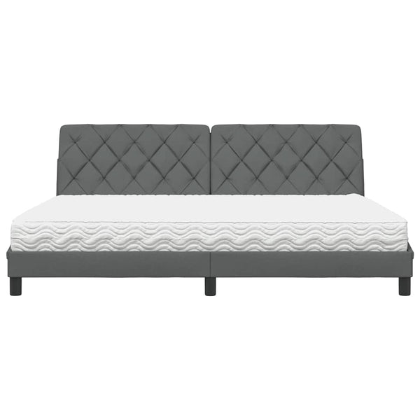 vidaXL Bed with Mattress Dark Gray 200x200 cm Fabric