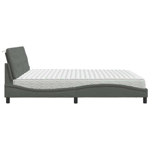 vidaXL Bed with Mattress Dark Gray 200x200 cm Fabric