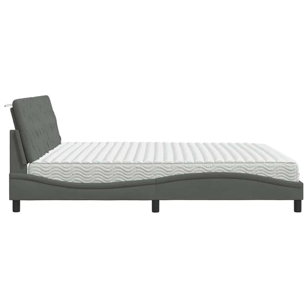 vidaXL Bed with Mattress Dark Gray 200x200 cm Fabric