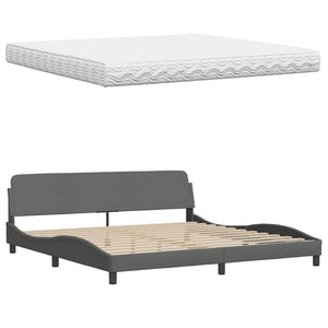 vidaXL Bed with Mattress Dark Gray 200x200 cm Fabric
