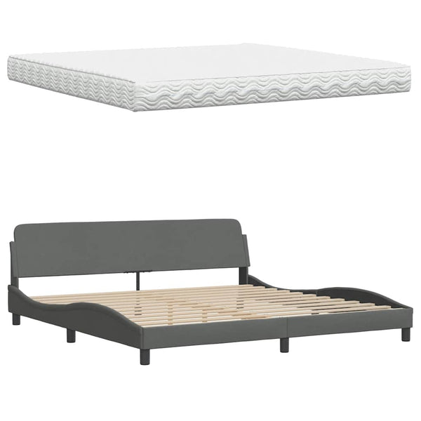 vidaXL Bed with Mattress Dark Gray 200x200 cm Fabric