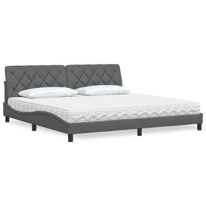 vidaXL Bed with Mattress Dark Gray 200x200 cm Fabric