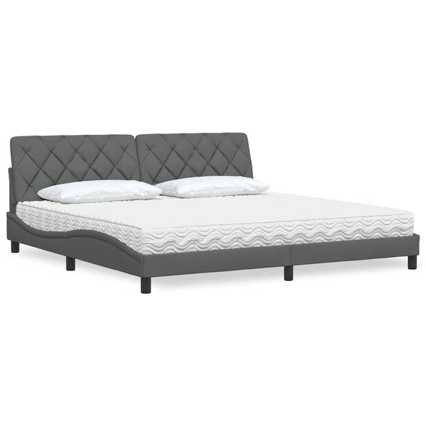 vidaXL Bed with Mattress Dark Gray 200x200 cm Fabric