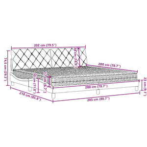 vidaXL Bed with Mattress Black 200x200 cm Fabric