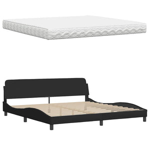 vidaXL Bed with Mattress Black 200x200 cm Fabric