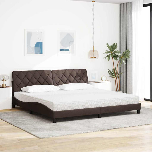vidaXL Bed with Mattress Dark Brown 200x200 cm Fabric