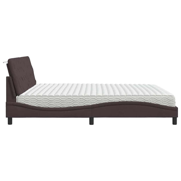 vidaXL Bed with Mattress Dark Brown 200x200 cm Fabric