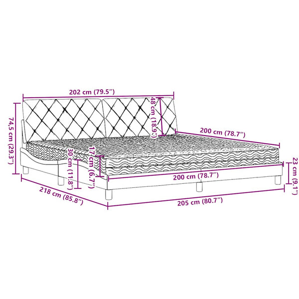 vidaXL Bed with Mattress Blue 200x200 cm Fabric