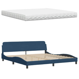 vidaXL Bed with Mattress Blue 200x200 cm Fabric
