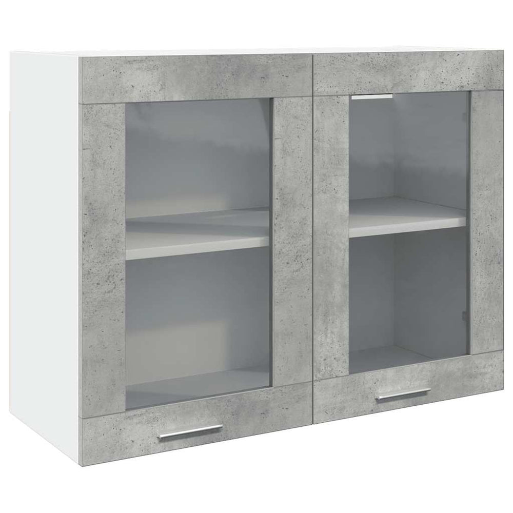 vidaXL Wall-Mounted Glass Cabinet Lyon Concrete Grey 80x31x60 cm