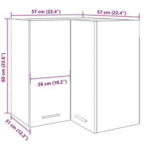 vidaXL Corner Wall Cabinet Lyon Artisan Oak 57x57x60 cm Engineered Wood