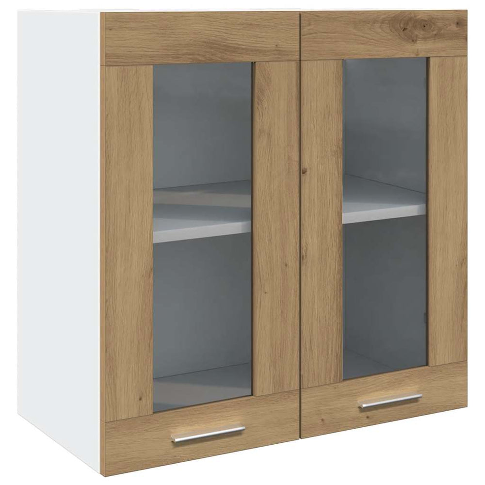 vidaXL Lyon Wall-Mounted Kitchen Cabinet with Glass Doors Artisan Oak 60x31x60 cm