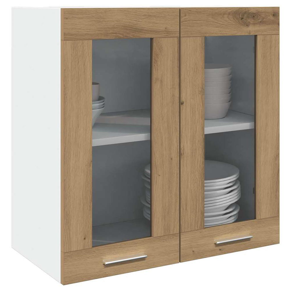 vidaXL Lyon Wall-Mounted Kitchen Cabinet with Glass Doors Artisan Oak 60x31x60 cm