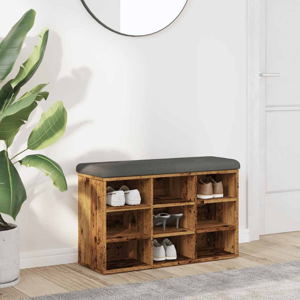 vidaXL Shoe Storage Bench Reclaimed Wood Look 82x32x50 cm Engineered Wood
