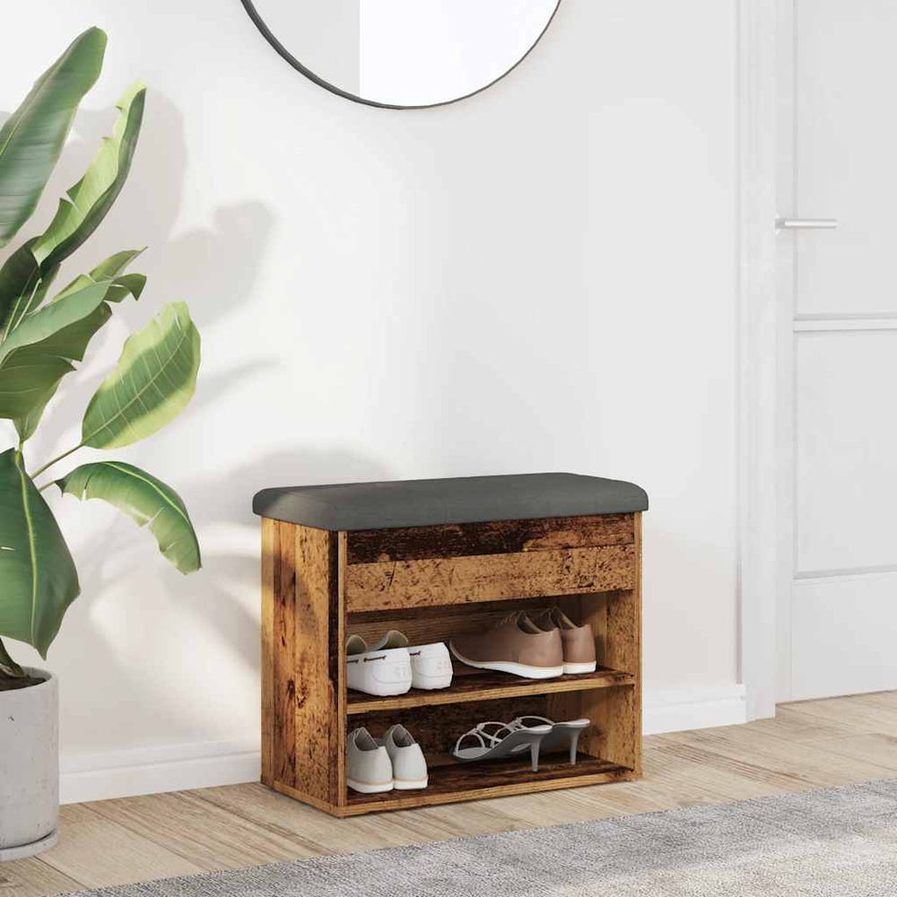 vidaXL Shoe Bench Reclaimed Wood Look 62x32x50 cm Engineered Wood