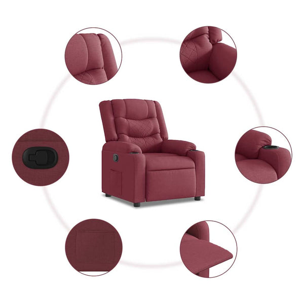 vidaXL Recliner Wine Red Fabric