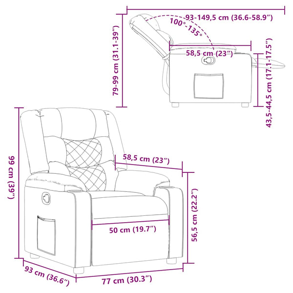 vidaXL Recliner Wine Red Fabric