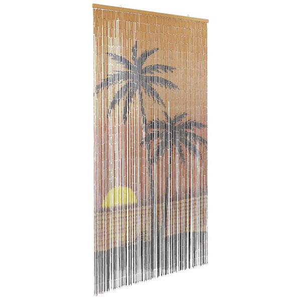 vidaXL Insect Screen Door Curtain Palm Print 100x200 cm Bamboo