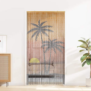 vidaXL Insect Screen Door Curtain Palm Print 100x200 cm Bamboo