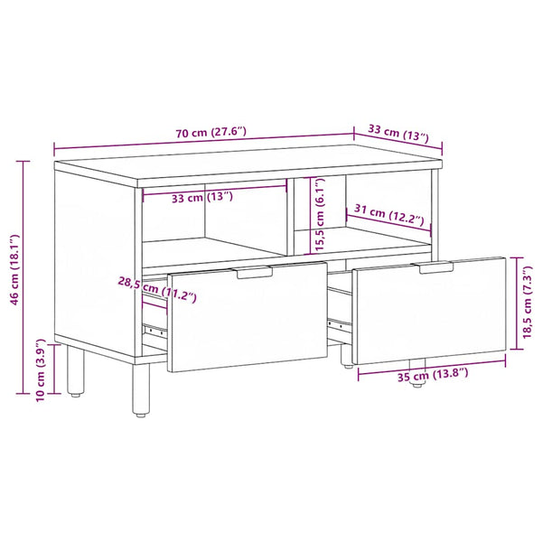 vidaXL TV Cabinet Black 70x33x46 cm Engineered Wood