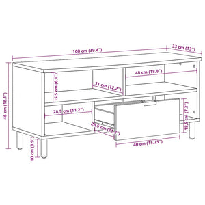 vidaXL TV Cabinet Black 100x33x46 cm Engineered Wood