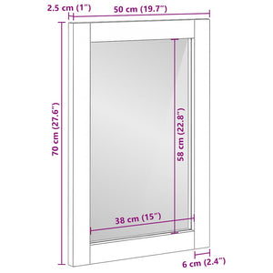 vidaXL Bathroom Mirror Black 50x70x2.5 cm Engineered Wood and Brass