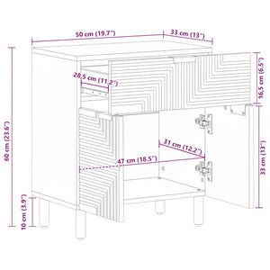 Nachttisch Braun Mango Massivholz 50x60 cm
