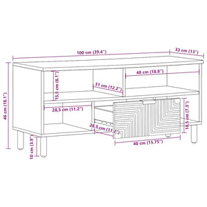 TV-Schrank Mango Massivholz Braun 100cm