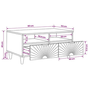 vidaXL Coffee Table with Drawers 80 x 54 x 40 cm Solid Mango Wood