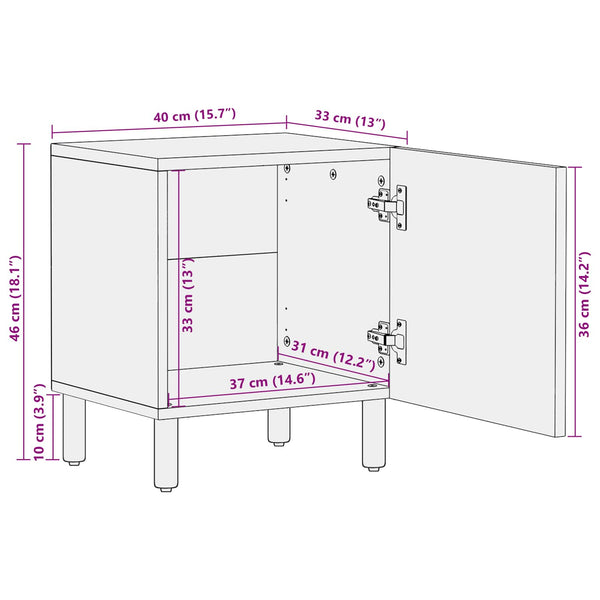vidaXL Nightstand 2 pcs Brown 40 x 33 x 46 cm Solid Mango Wood