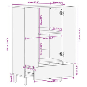 vidaXL Highboard with Door Acacia Brown Finish 60 x 33 x 100 cm