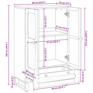 vidaXL Highboard with Storage Brown 40 x 33 x 110 cm Solid Mango Wood