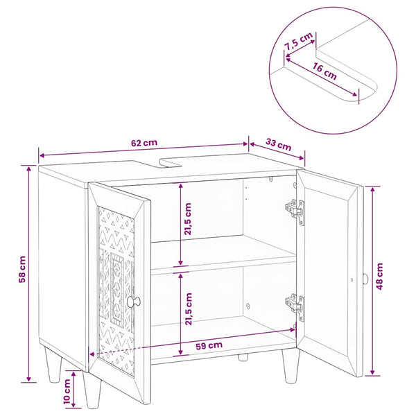 vidaXL Bathroom Cabinet Wall-Mounted Light Brown 62 x 33 x 58 cm