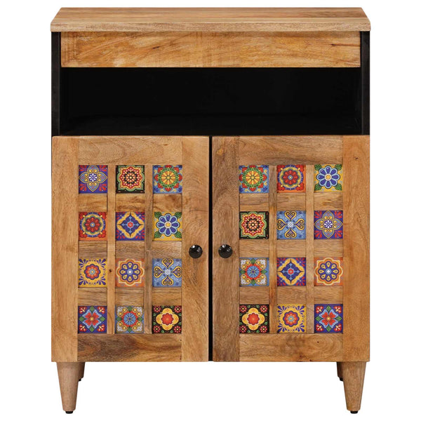 vidaXL Sideboard with Storage Natural 60 x 33.5 x 75 cm Solid Mango Wood