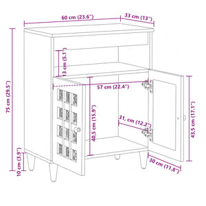 vidaXL Sideboard with Storage Natural 60 x 33.5 x 75 cm Solid Mango Wood