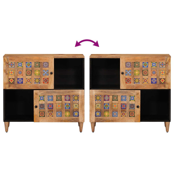 vidaXL Sideboard with Storage Natural 80 x 33 x 75 cm Solid Mango Wood