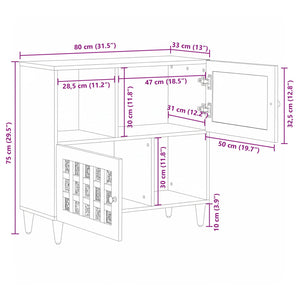 vidaXL Sideboard with Storage Natural 80 x 33 x 75 cm Solid Mango Wood