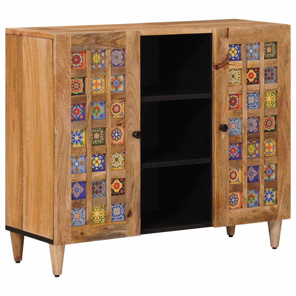 vidaXL Sideboard with Shelf Natural 90 x 33 x 75 cm Solid Mango Wood