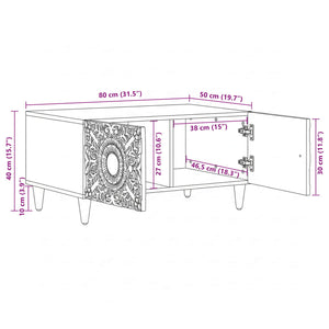 vidaXL Coffee Table White 80 x 50 x 40 cm Solid Mango Wood
