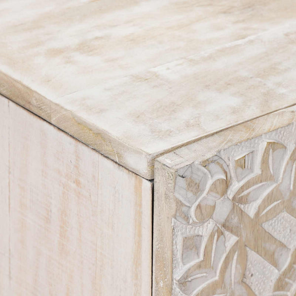 vidaXL Sideboard with Shelf White 90 x 33.5 x 75 cm Solid Mango Wood