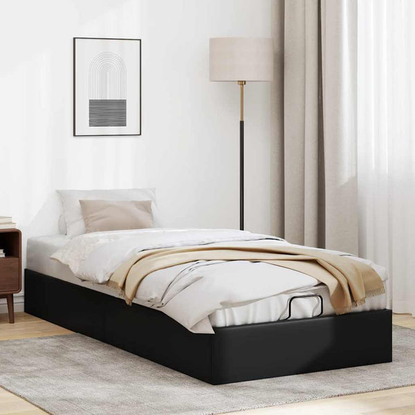 vidaXL Ottoman Bed Frame No Mattress Black 80x200 cm Faux Leather