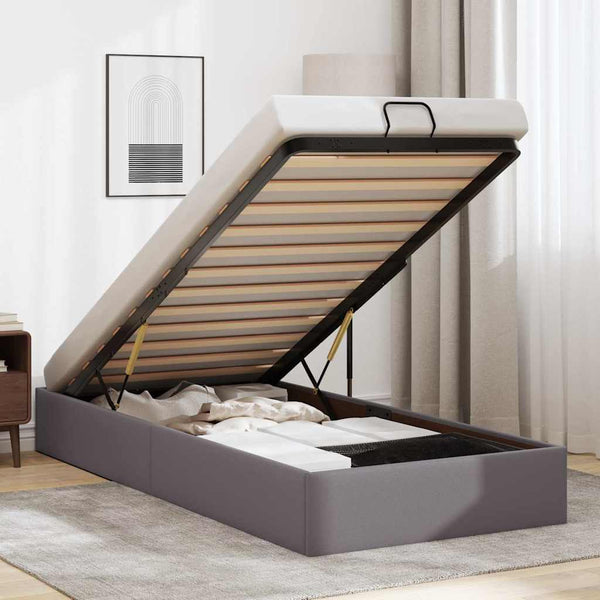 vidaXL Ottoman Bed Frame Grey 80x200 cm Faux Leather