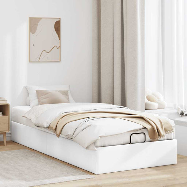 vidaXL Ottoman Bed Frame White Artificial Leather 90x190 cm without Mattress