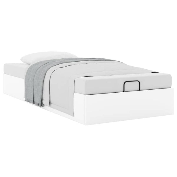 vidaXL Ottoman Bed Frame White Artificial Leather 90x190 cm without Mattress