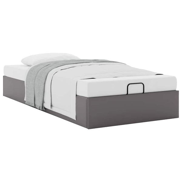 vidaXL Ottoman Bed Frame without Mattress Grey 90x190 cm Faux Leather