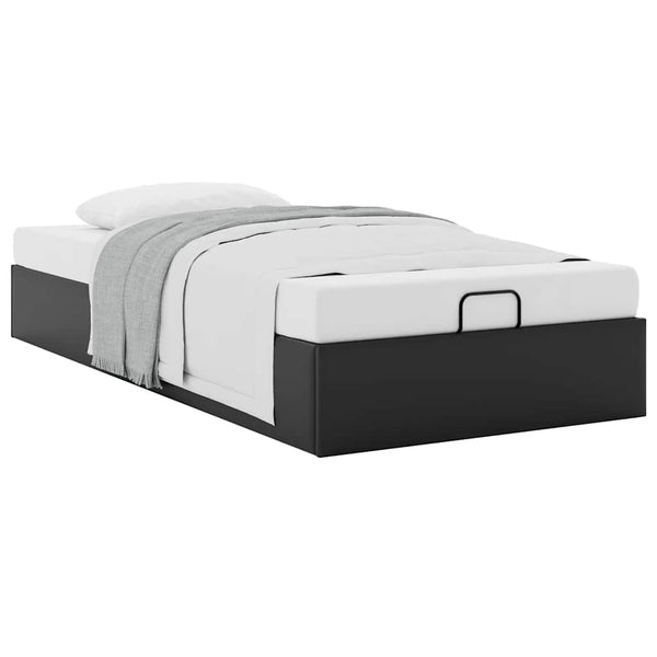 vidaXL Ottoman Bed Frame No Mattress Black 90x200 cm Faux Leather