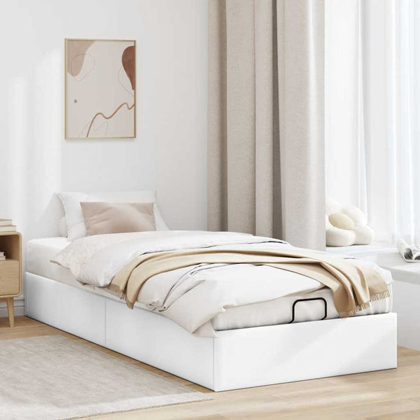vidaXL Ottoman Bed Frame without Mattress White 90x200 cm Faux Leather