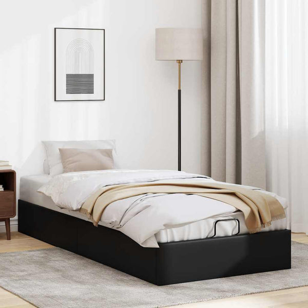 vidaXL Ottoman Bed Frame without Mattress Black 100x200 cm Faux Leather