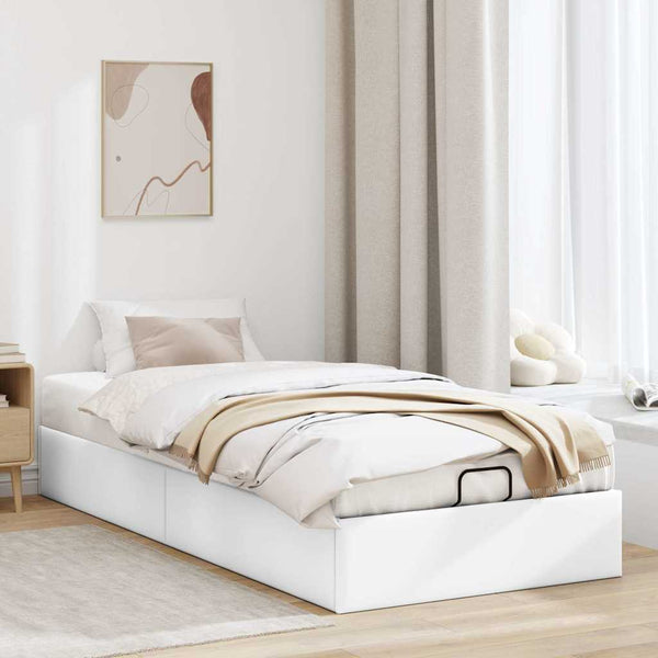 vidaXL Ottoman Bed Frame No Mattress White 100x200 cm Faux Leather