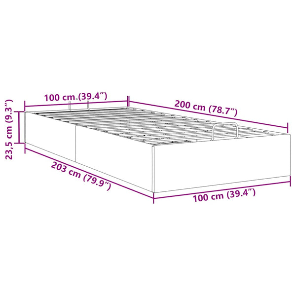 vidaXL Ottoman Bed Frame No Mattress White 100x200 cm Faux Leather